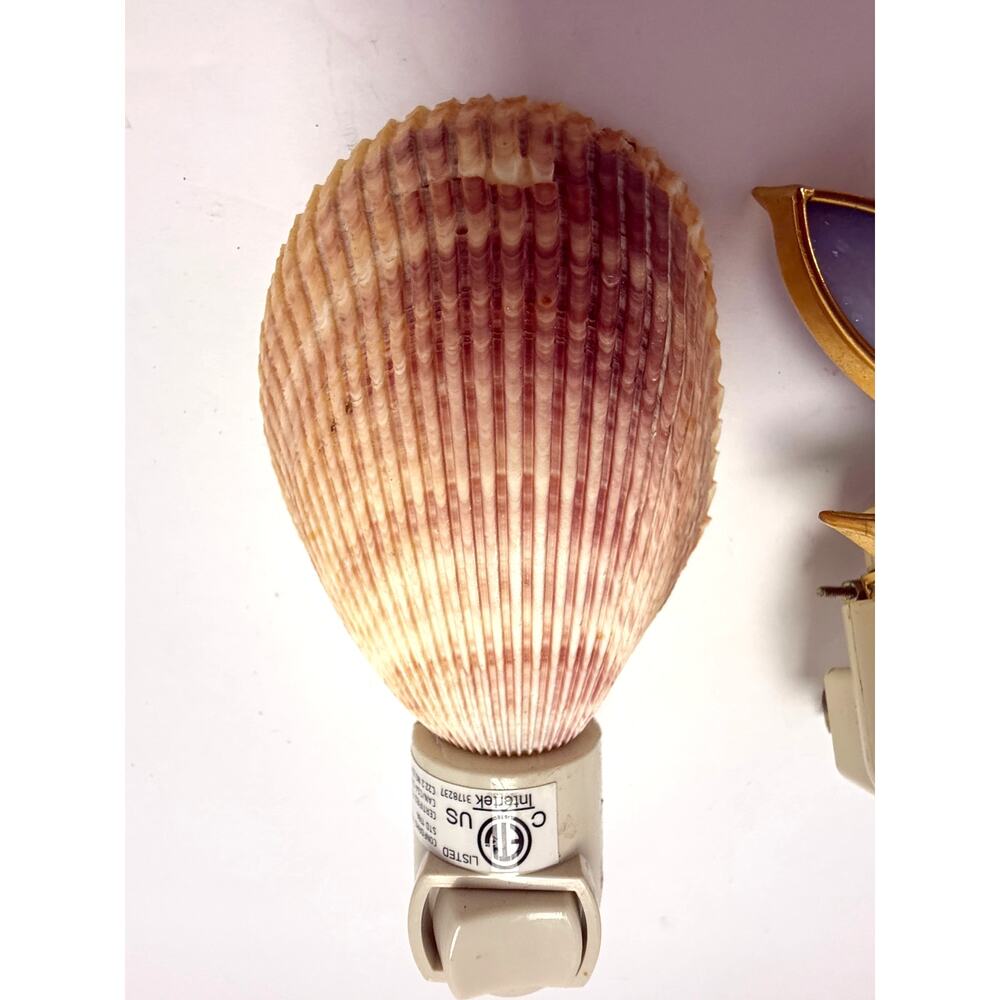 Stained Glass Flower Night Light Coastal Beach Decor Seashell Night Light Lot - Picture 3 of 5